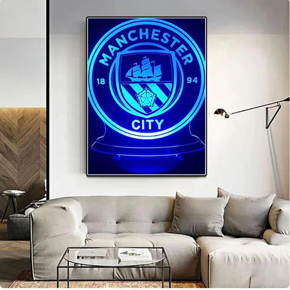 3.Manchester City Logo Set Pintura Diamante, DIY Badge, British Football Club, Ponto Cruz, Mosaico Decoração para casa, 5D