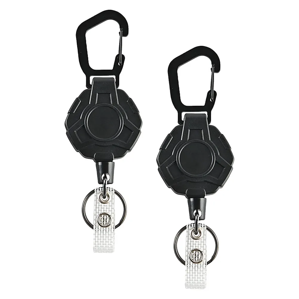 2 Pcs Keychain Prevents Loss Elastic Retractable Keychains Accessories Buckle Abs Carabiner Keyring