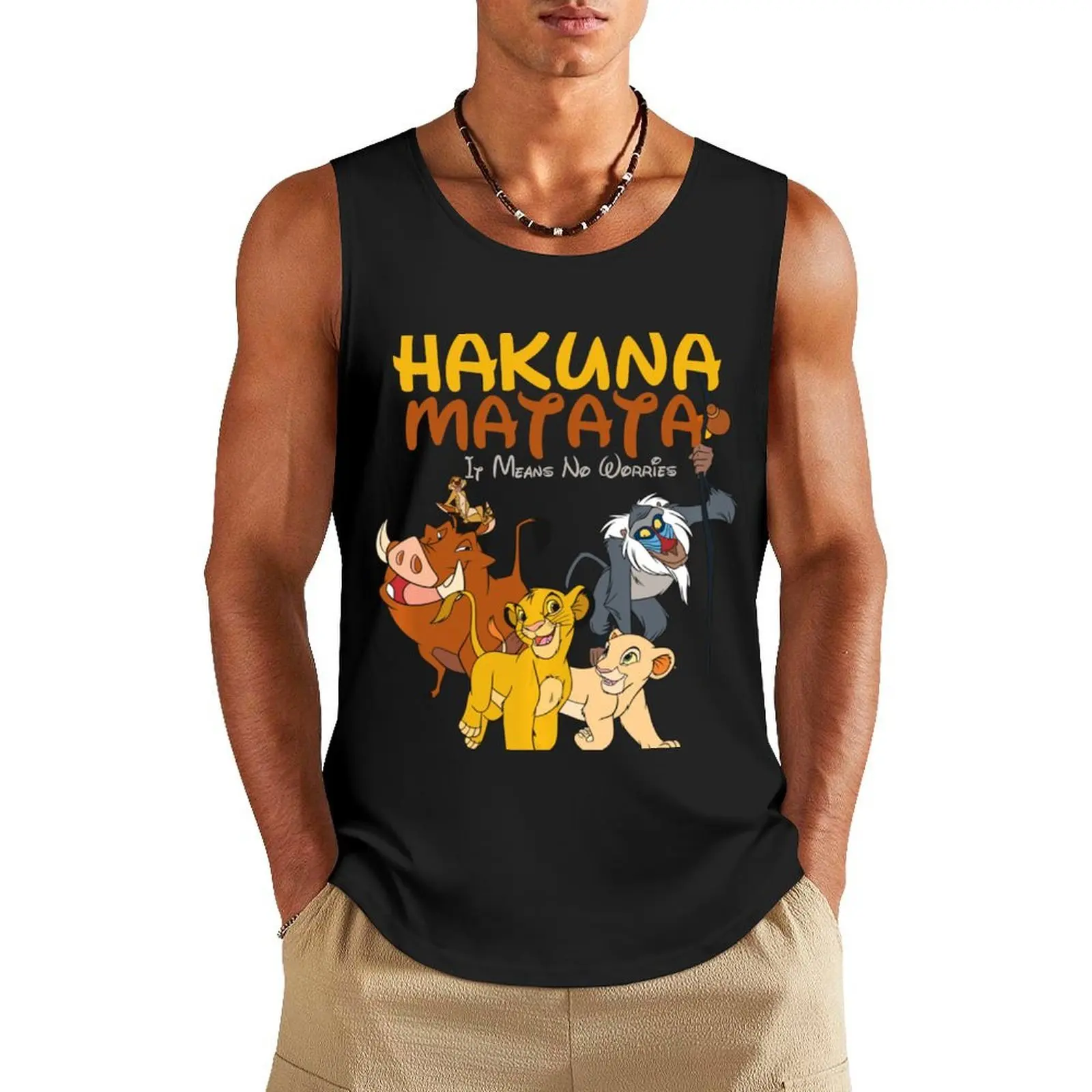 

Lion Princess Classic It Means No Worries Tank Top Man gym clothes Men's sleeveless T-shirt men