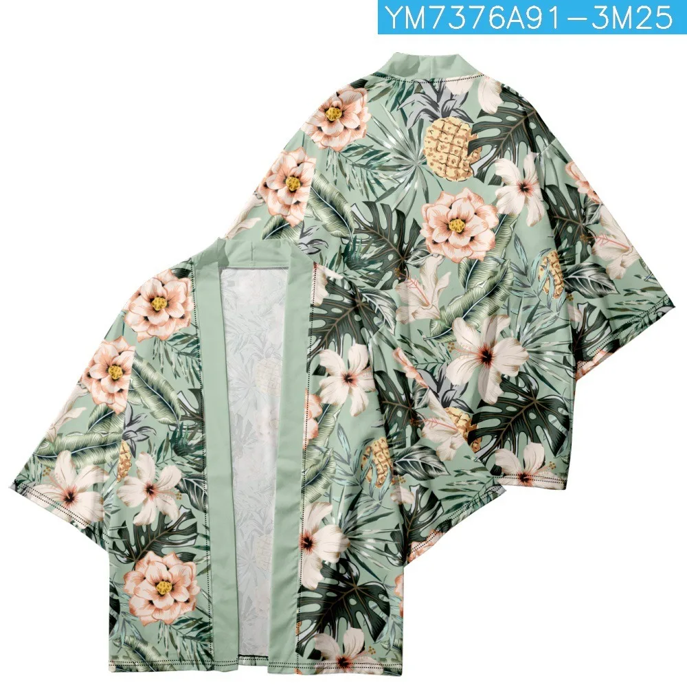 Summer Samurai Kimono Cosplay Japanese Fashion Print Haori Streetwear Men Kimono Yukata Beach Cardigan Stylish Elegant Robe