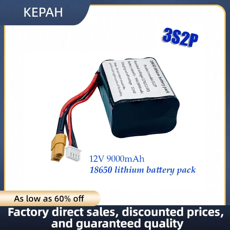 New 12V Battery 12.6V 9Ah 3S2P Li-ion Use Single Cell NCR18650 Combination Suitable for Parrot Disco and Various Drones