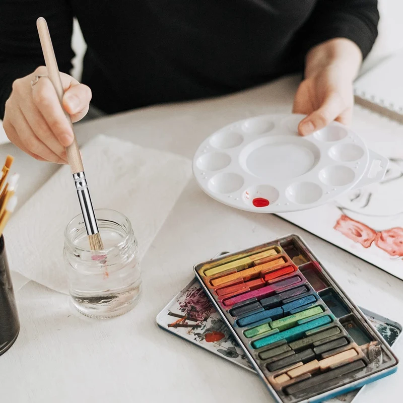 Pinceles de plantilla de madera para pintar en madera, pinceles de plantilla de cerdas naturales para pintura acrílica, 6 piezas, 3 tamaños, novedad