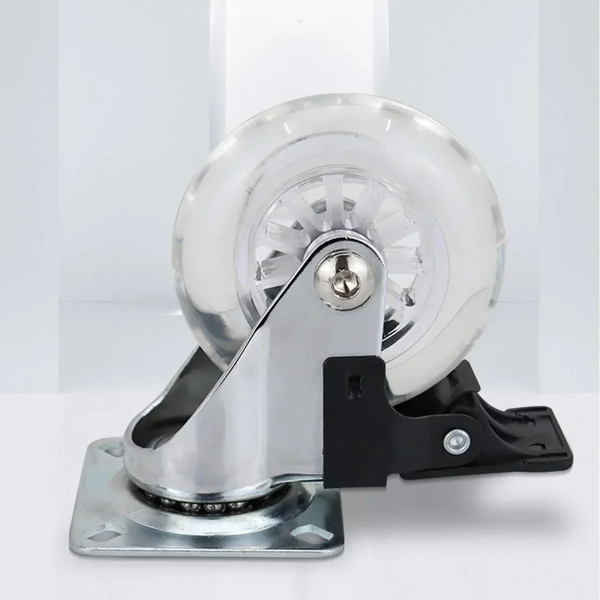 4Pcs 2 Inch M8x15mm   Casters Office Chair Caster Wheel Clear Swivel Casters with Brake for Sofa Chair Cabinet