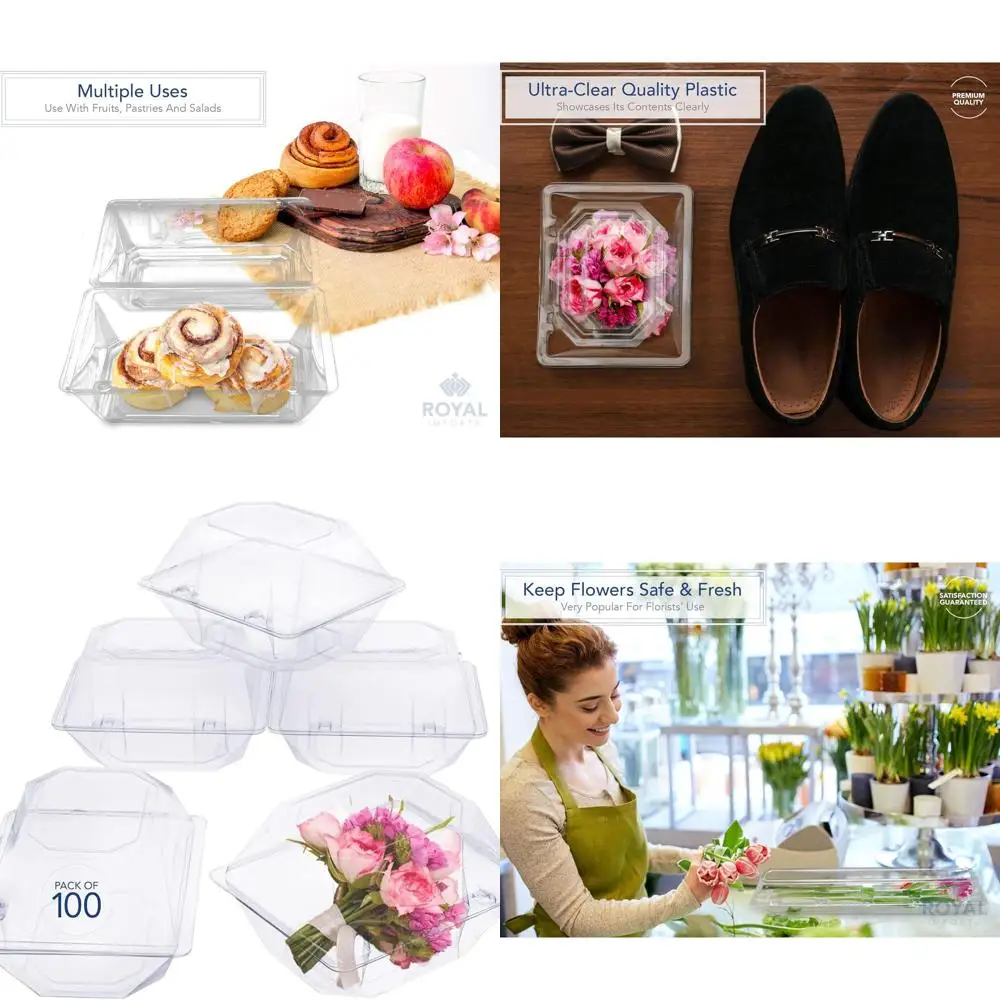

100 Pack Clear Plastic Flower Box for Corsage, Boutonniere, Rose, Orchid Prom Wedding Craft Container 5x4x3