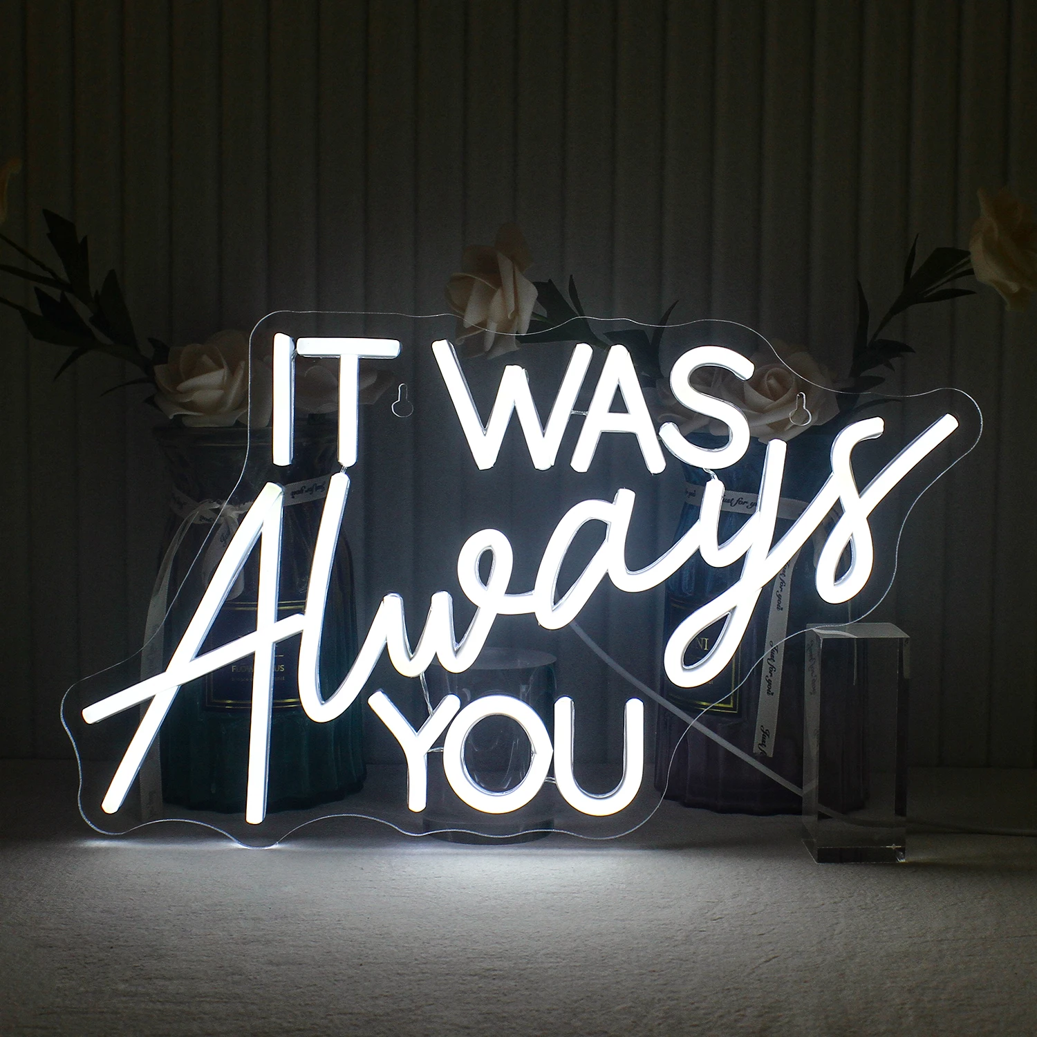 It Was Always You Neon Signs White Led Dimmable Neon Light for Wedding Party Anniversary Living Room Wall Decor Neon Sign