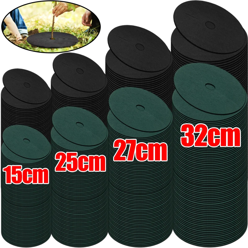 

15/25/27/32cm Non-Woven Tree Mulch Rings Tree Protector Mats Reusable Weeds Barrier for Weeds Control Root Protection Cushions