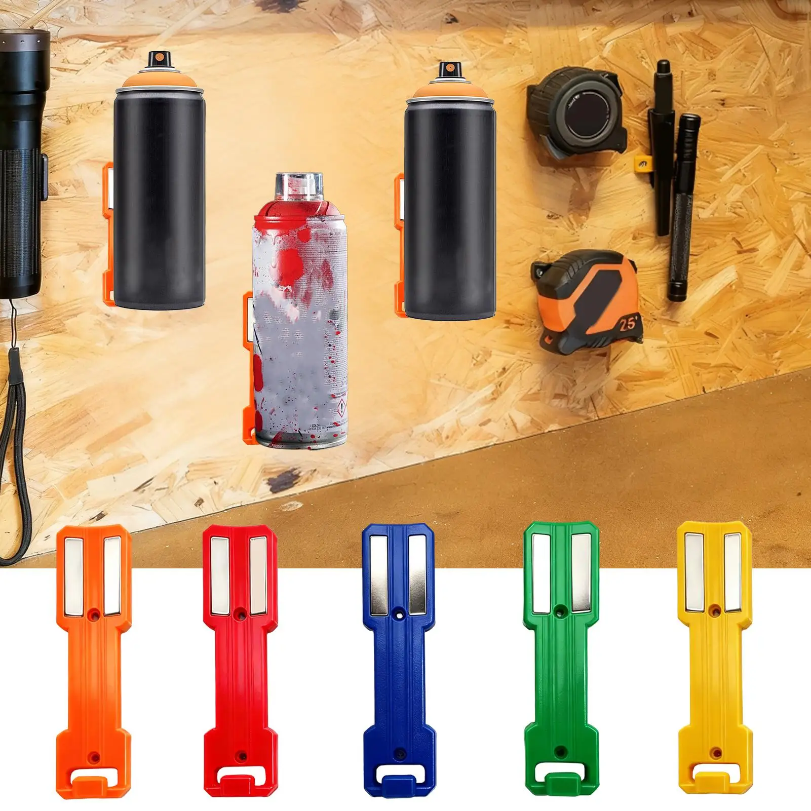 Suporte Magnético de Parede para Latas de Tinta Spray - Organizador de Ferramentas Robusto para Garagem, Oficina, Local de Trabalho e Armazenamento em Áreas de Serviço