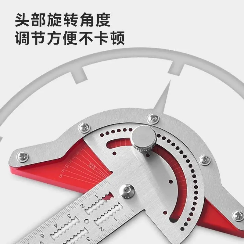 Stainless Steel Edge Ruler Woodworking Square Multifunctional High Precision Angle Ruler Protractor Semicircle Arc Line Drawing