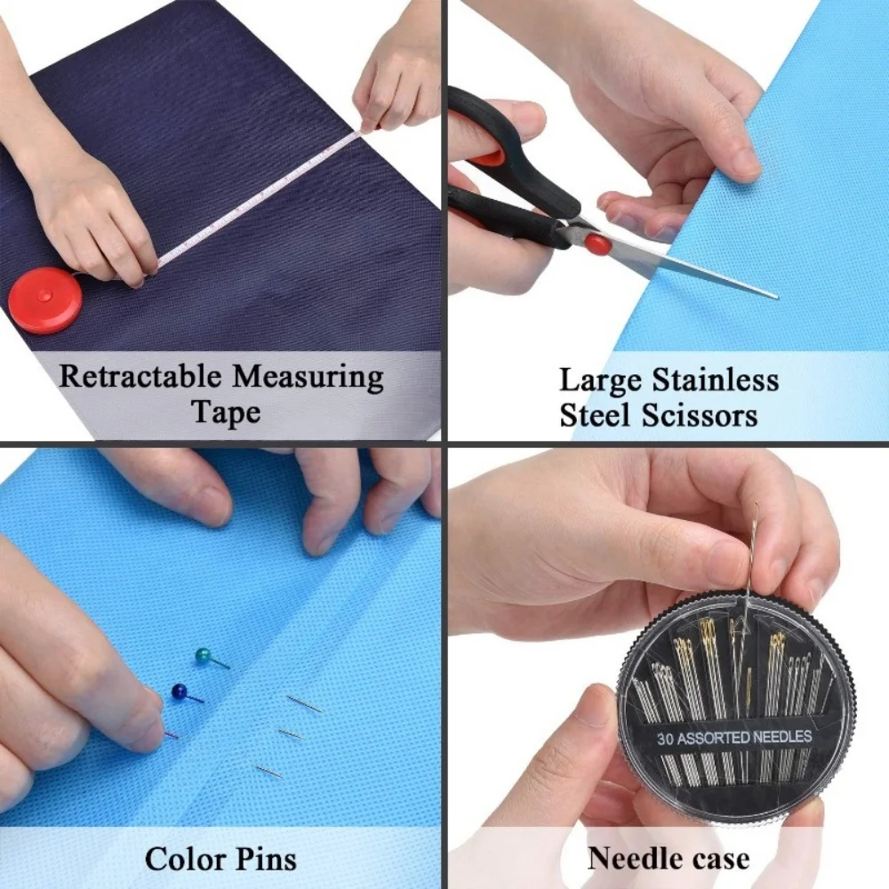 172/27pcs/set Sewing Kit with Threads Needles Scissors Tape Measure Buttons Storage Bag Portable Travel Sewing Box Tools image 6