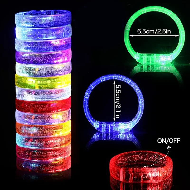 20/60Pcs Glow LED Bracelet Personalized Customized Flash Bracelet Glow Wristband Glow in The Dark Party Supplies Kids Adults