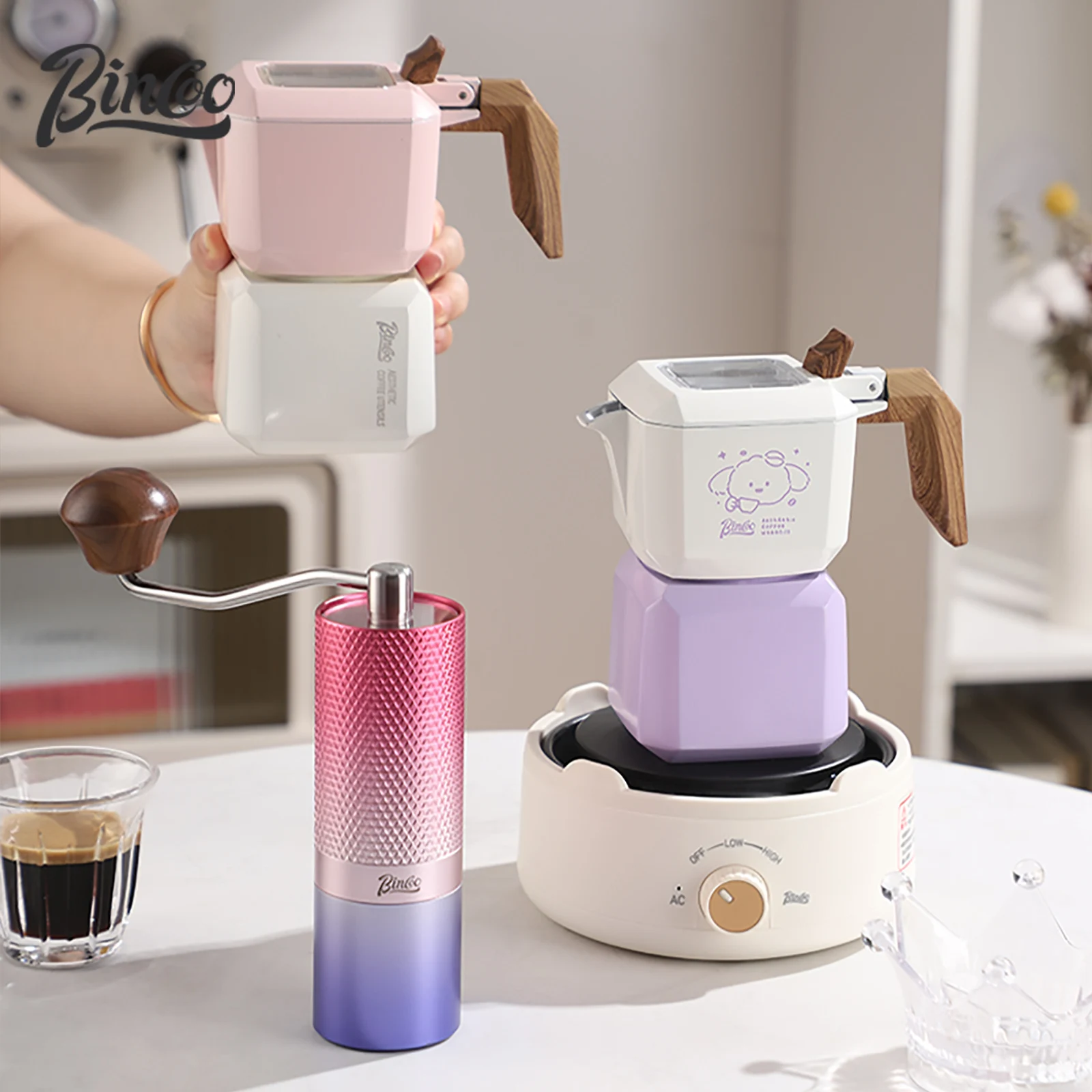 

Bincoo Animal Themed Moka Pot Set Dual Valve System Compact Stovetop Coffee Maker Perfect Gift Idea