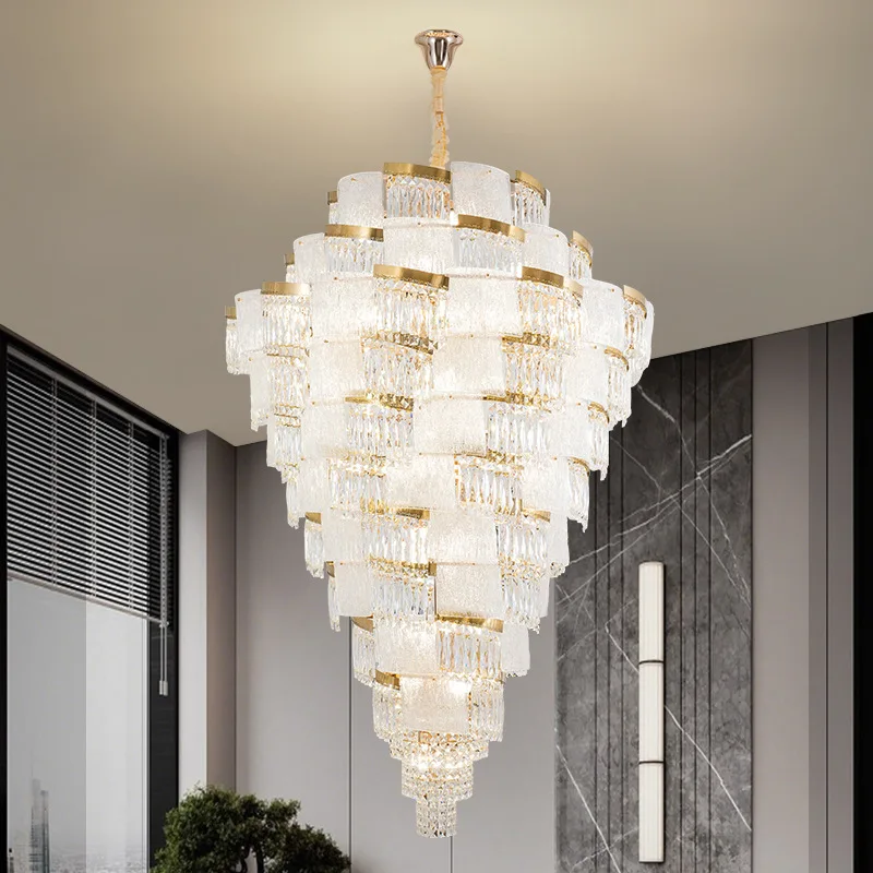 Villa High Ceiling Living Room Crystal Chandelier Simple Modern Personality New Design Luxury Stairwell High Quality PendantLamp