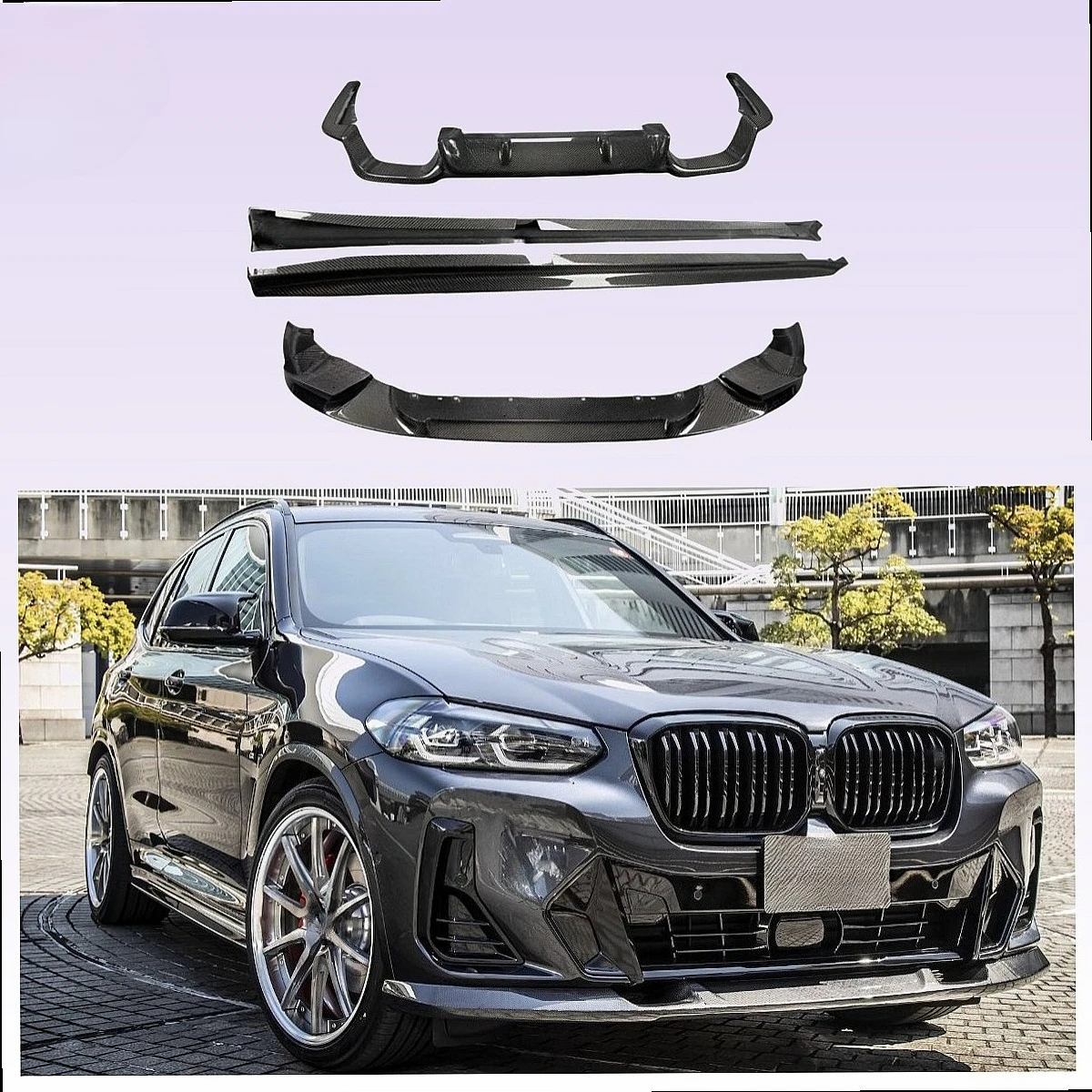 

High Quality 3D Body Kit for X3 X4 G01 G02 2018-Up Front Lip Rear Diffuser Side Skirt