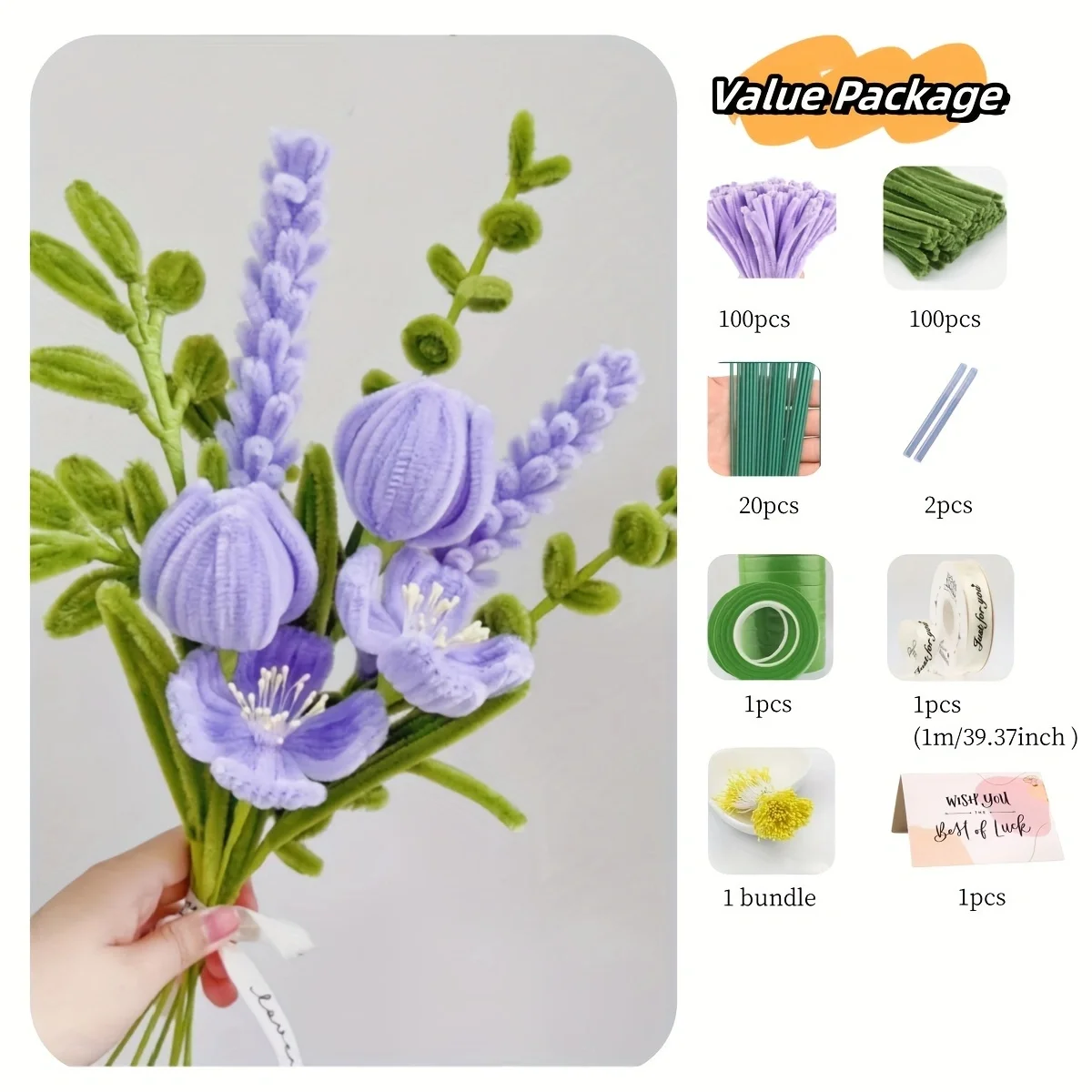 Tulipán, ramo de margaritas Paquete de material de bricolaje hecho a mano, suministros para manualidades DIY tallo de chenilla Día de Acción de Gracias detalles de material de flores DIY