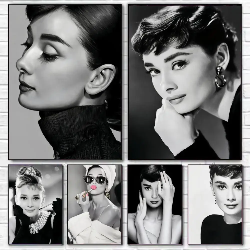 A-Audrey Hepburn Poster Stylish Wall Art Print for Living Room Bedroom Study Office Café Home Decor Modern Gift