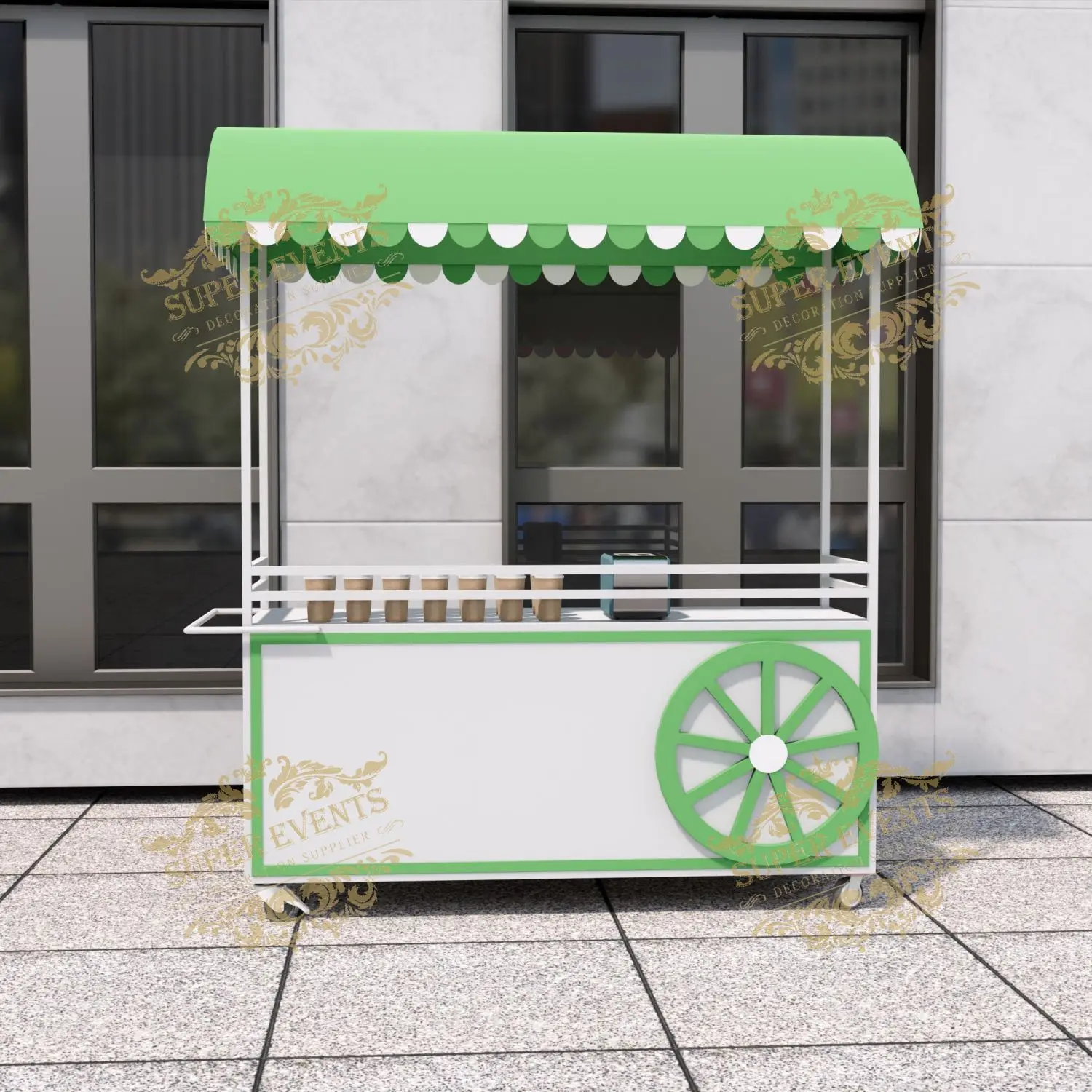 Artga Custom Event Supplies Commercial Outdoor Trolley Food Cart Flower Candy Bar Cart Mobile Ice Cream Push Cart Food Truck