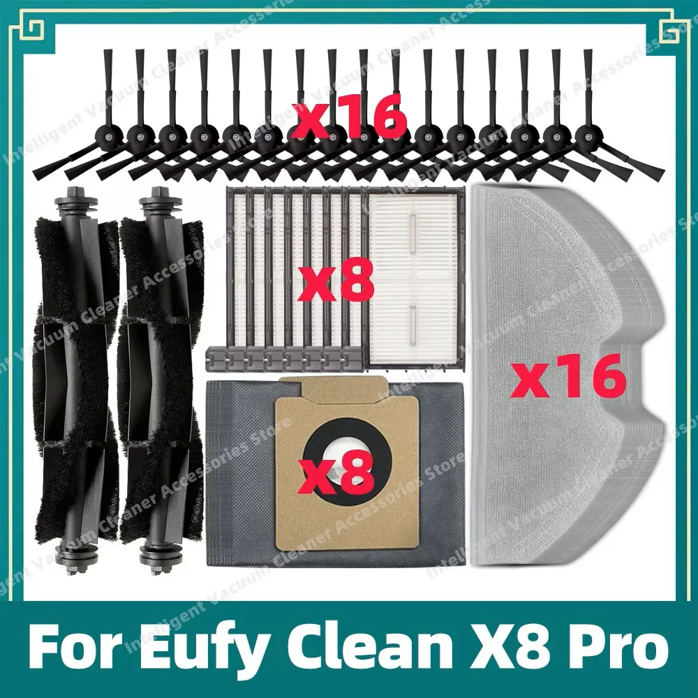 Compatible For Eufy Clean X8 Pro SES Vacuum Cleaner Main Side Brush HEPA Filter Dust Bag Mop Cloth Accessories Parts Kits