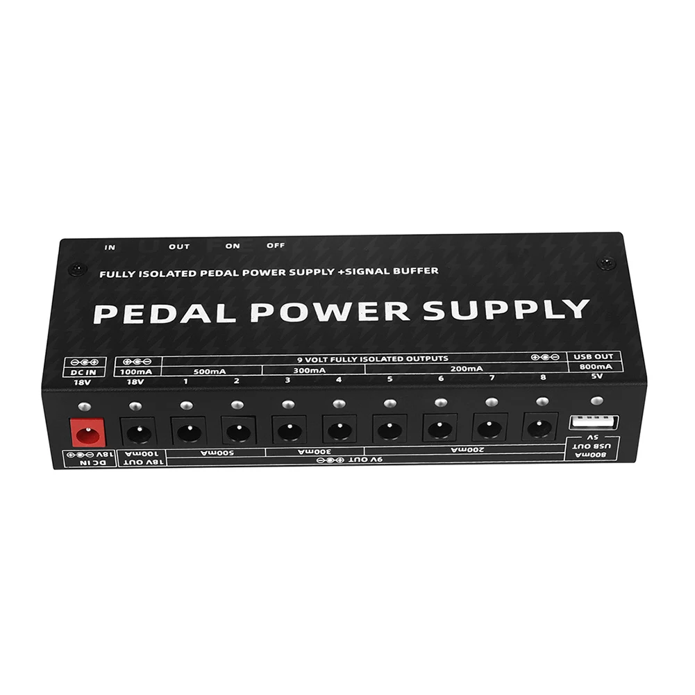 

Guitar Pedal Power Supply, 10 Isolated DC Output For 9V/18V Effect Pedal, Pedalboard Power Supply With Short Circuit Protection