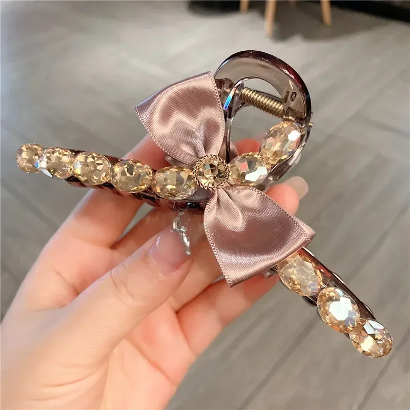 

Fashion Bow Knot Zircon Hairpin Hair Accessories for Women Retro Luxury Imitation Crystal Acrylic Grab Clip Mom's Headwear Gift