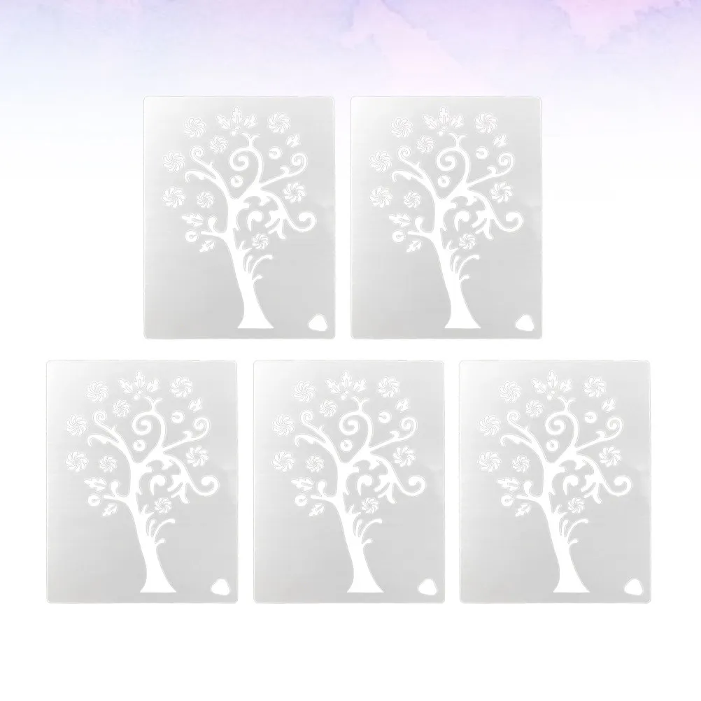 5Pcs Sturdy Tree Pattern Hollow Drawing Templates for Painting DIY Graffiti Wall Decoration Clothes Crafting Gift