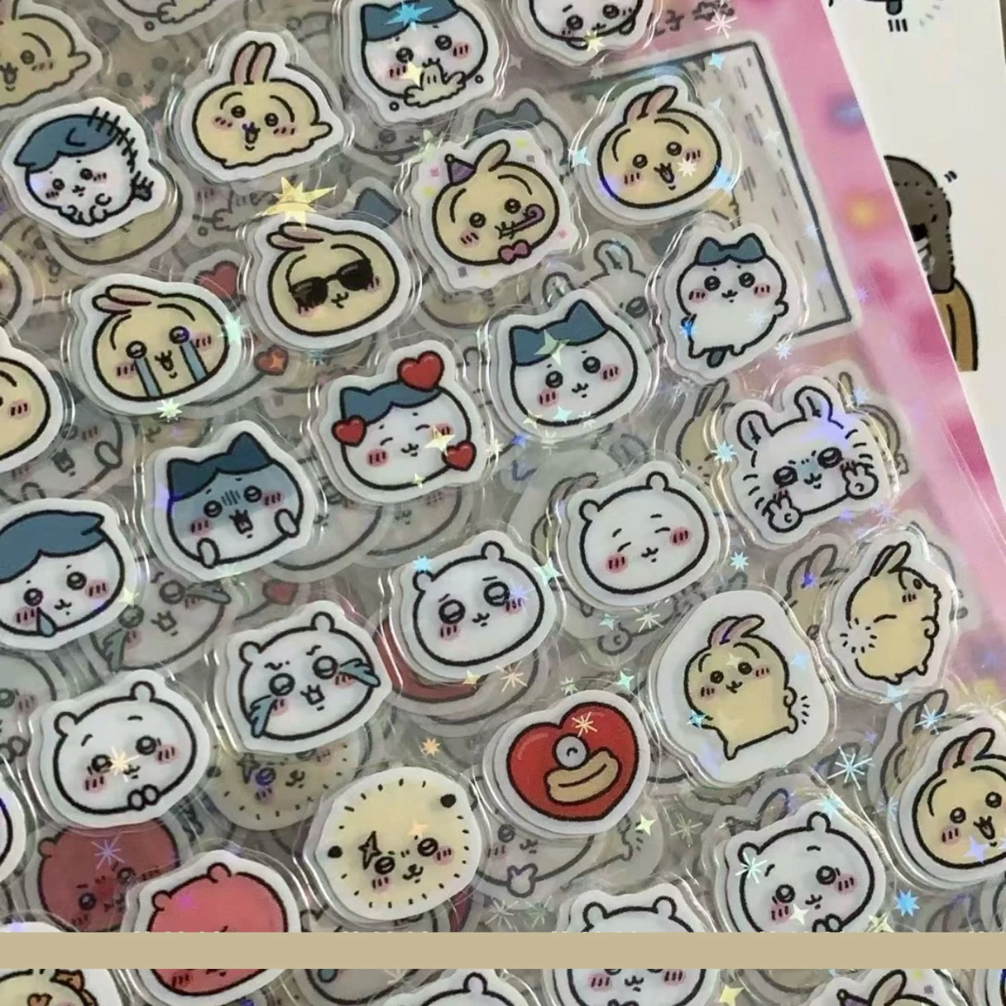 ملصقات نجوم ثلاثية الأبعاد من Chiikawa، ورق ختم لامع شفاف لطيف، ملصق تزيين كرتوني كاواي لسجل القصاصات #3