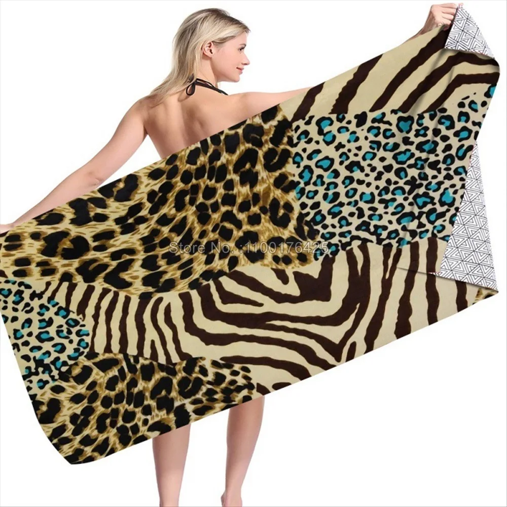 Leopard Print Pattern Towels 3D Printed Microfiber Soft Water Absorbing Breathable Beach Towel Light And Thin