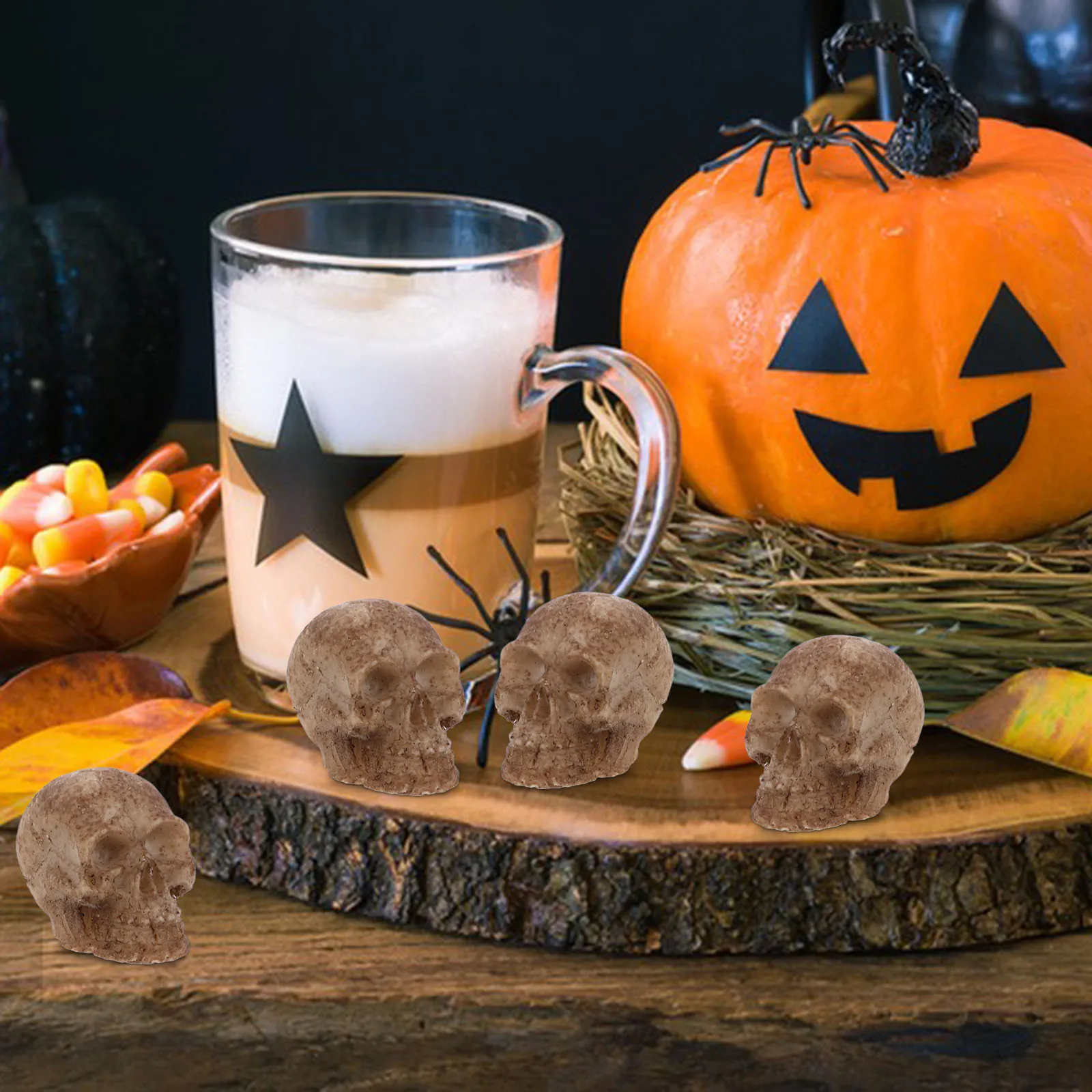 

20Pcs Small Resin Skull Head Decorations Realistic Halloween Skull Ornaments for Party Haunted House Photo Prank Props