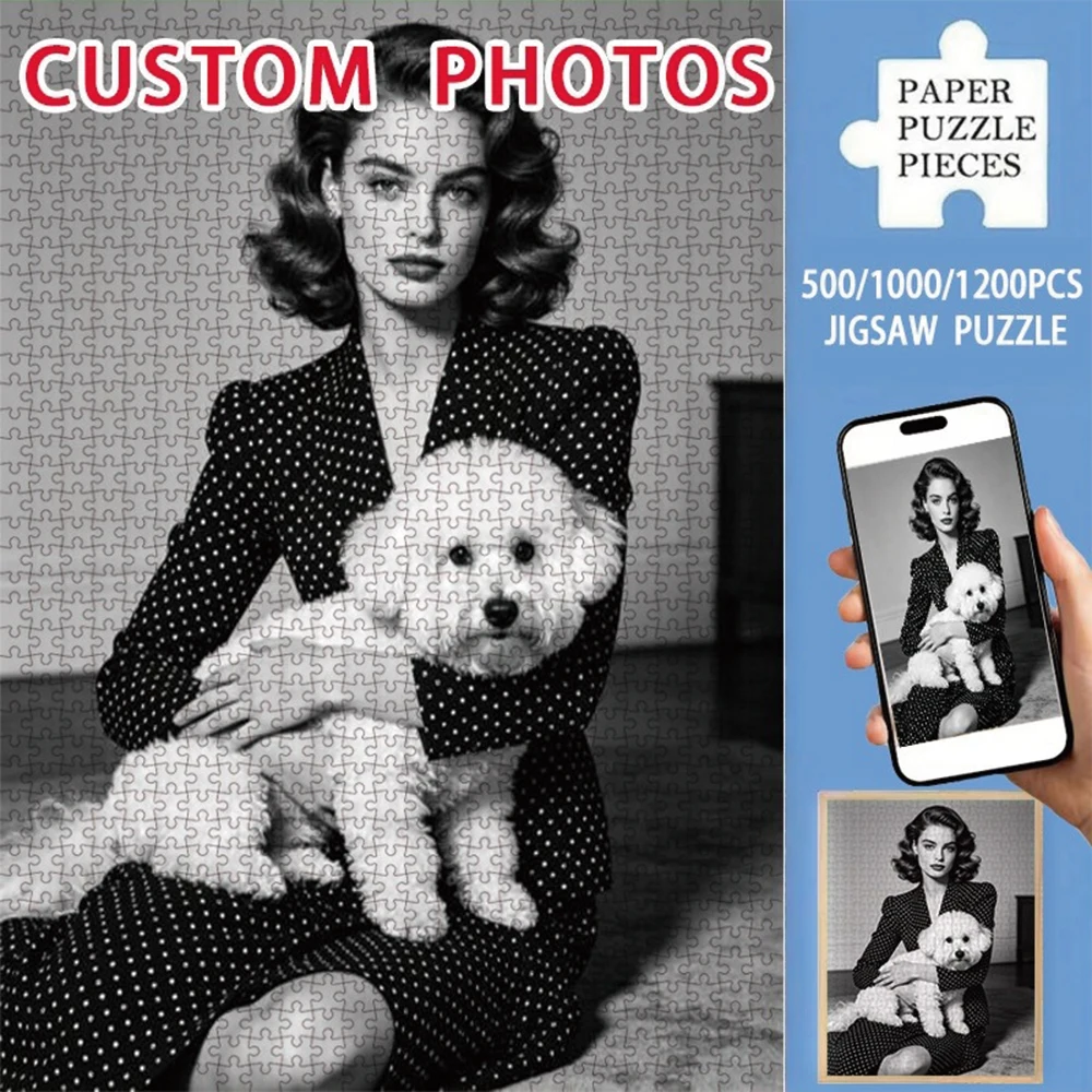 35/300/500/1000pcs Personalized Custom Photo Puzzle Family Photos Customize Your Puzzle To Create An One-Of-A-Kind Present.
