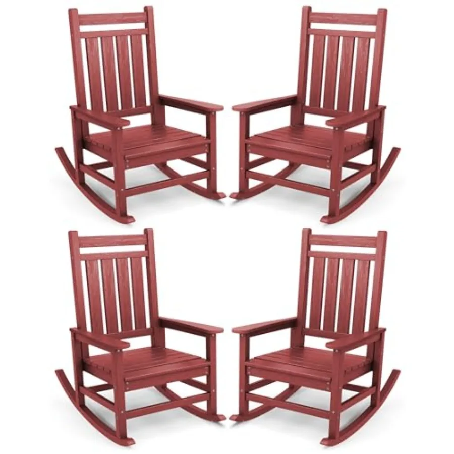 

Oversized Outdoor Rocking Chair Set of 4, HDPE Rocker for Adults, Patio Rocking Chairs for Porch