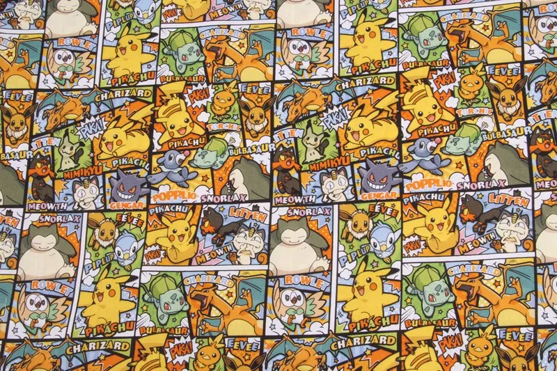 45*105cm Pokémon Japanese Anime Design 100 Cotton Fabric DIY Patchwork Textile Tissu Home Clothing Sew Dress Material