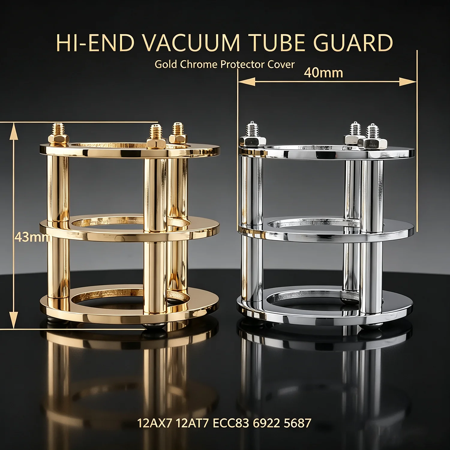 Tube Amplifier Part - Gold Chrome Plated Vacuum Tube Guard