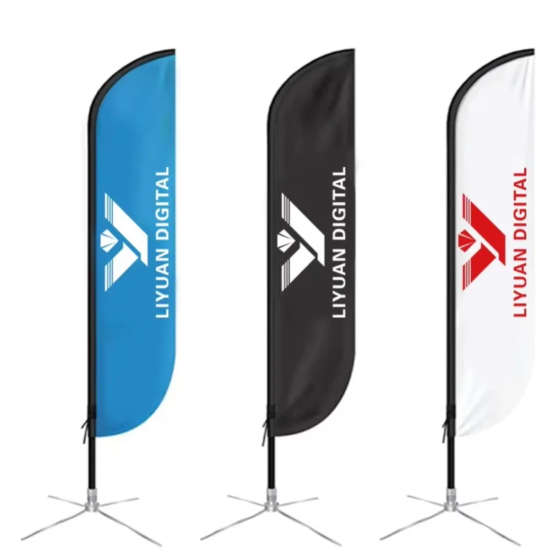 

【Hot】100% Polyester Double-side Waterproof UV Printing Beach Flag for Beach Advertising Promotion