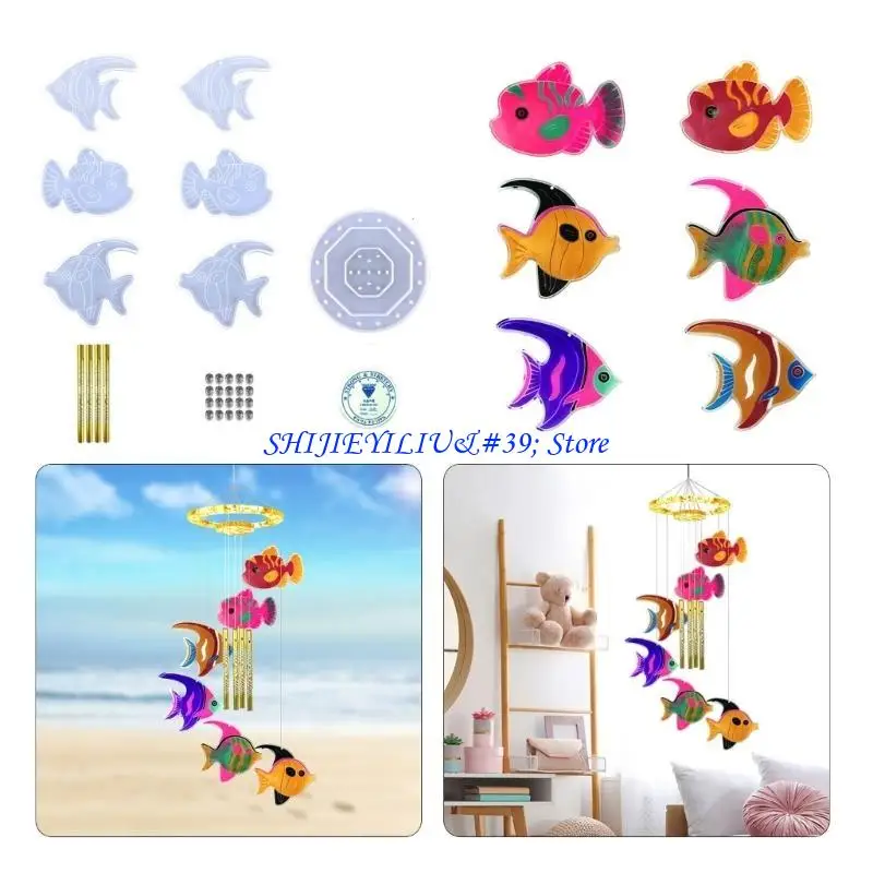 

E21F Wind Resin Molds Silicone Fish Epoxy Casting Mold for DIY Wind Chimes