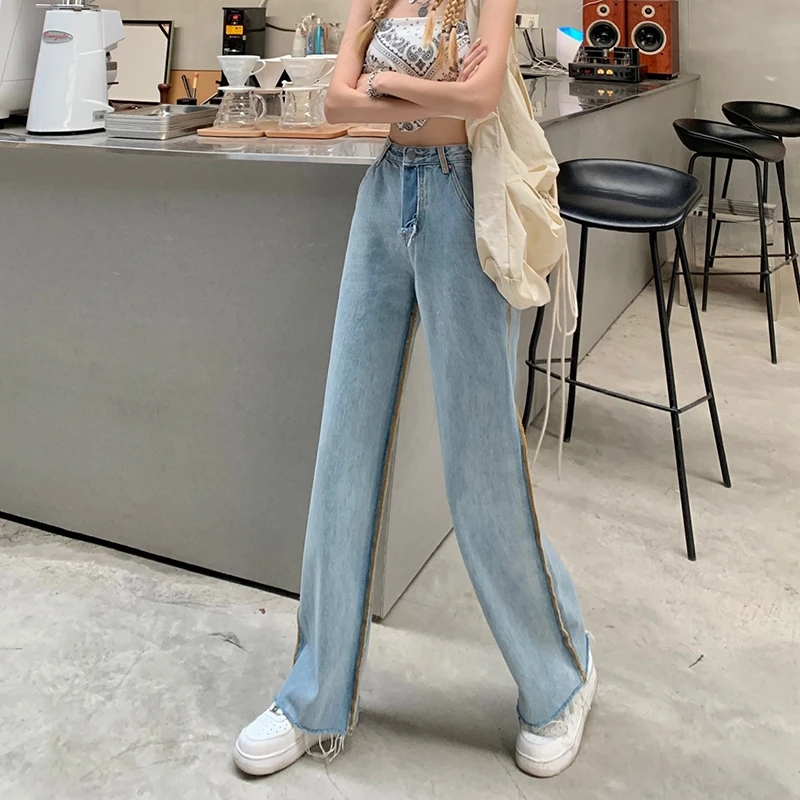 

Women Casual High Waist oversized Summer Denim Pants 2024 New Wide Leg Jeans Streetwear Vintage Loose Blue Boyfriend Trousers