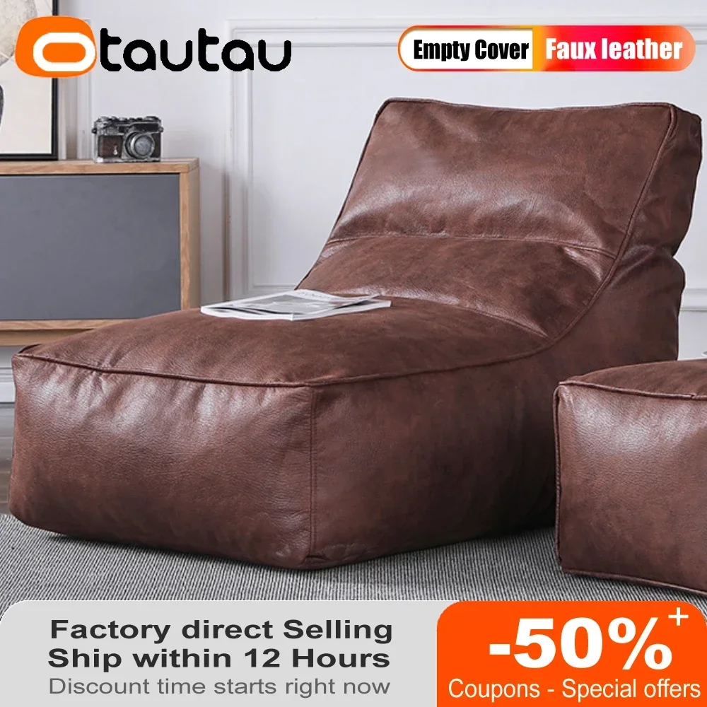 OTAUTAU dmuchana sofa rozkładana pokrywa Faux Suede skórzana pufa otomana podnóżek koperta podłoga siedzisko worek fasoli krzesło kanapa SF005