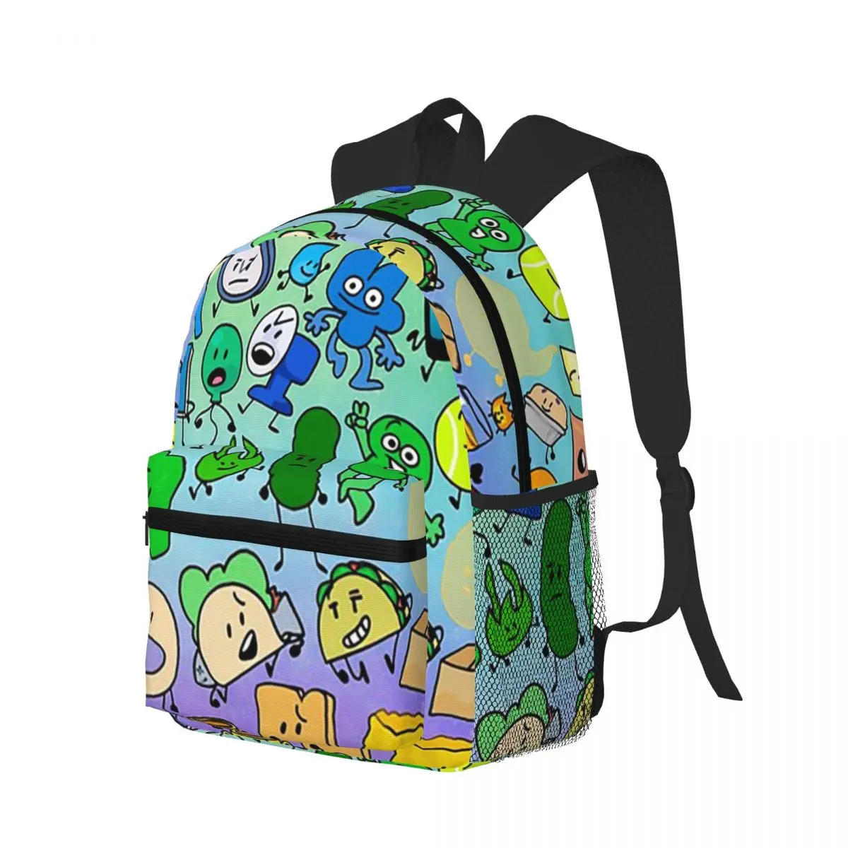BFDI Inanimate Insanity All Characters (Rainbow) Student Backpack School Bag Hiking Travel Daypack for Men Women Bookbag
