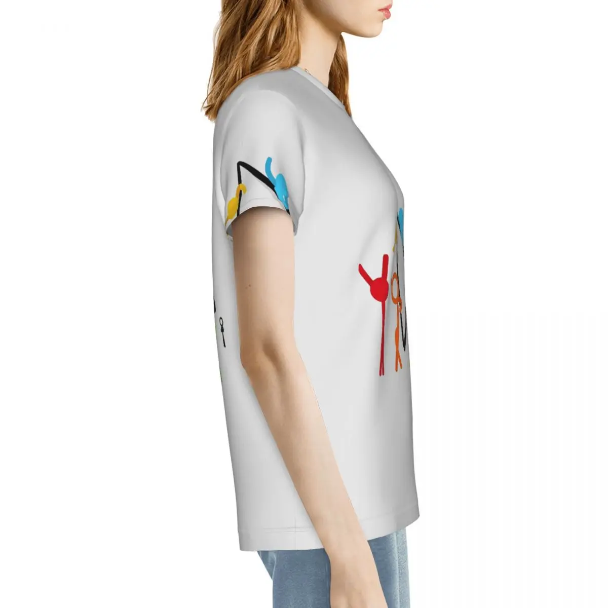 Alan Becker Five Stick Figures With Fire Mouse Pickaxe T-Shirt Women Short Sleeve T Shirts Crew Neck Clothes Cotton Summer Tees