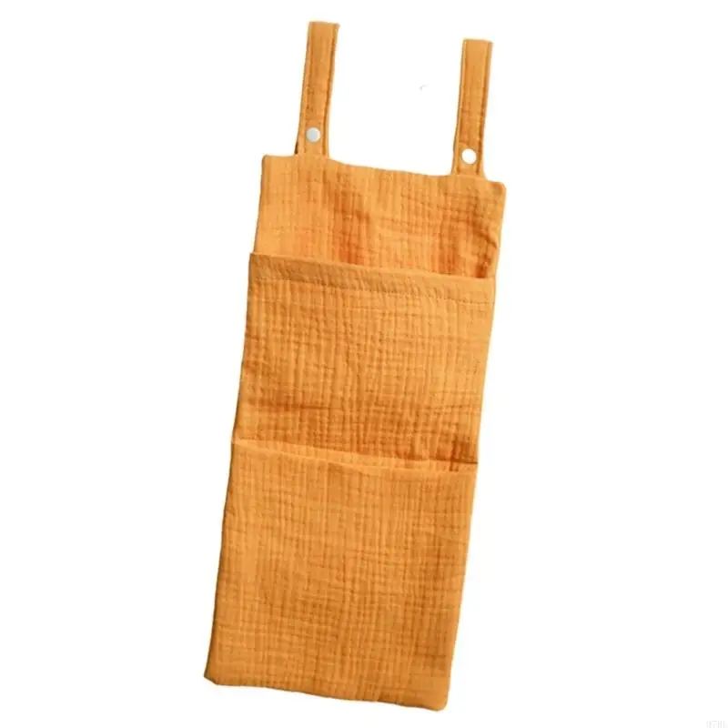 97BE Baby Friendly Bed Diaper Case Storage Hanging Bag with Divided Compartment Soft Cotton Fabric for Nursery Organization