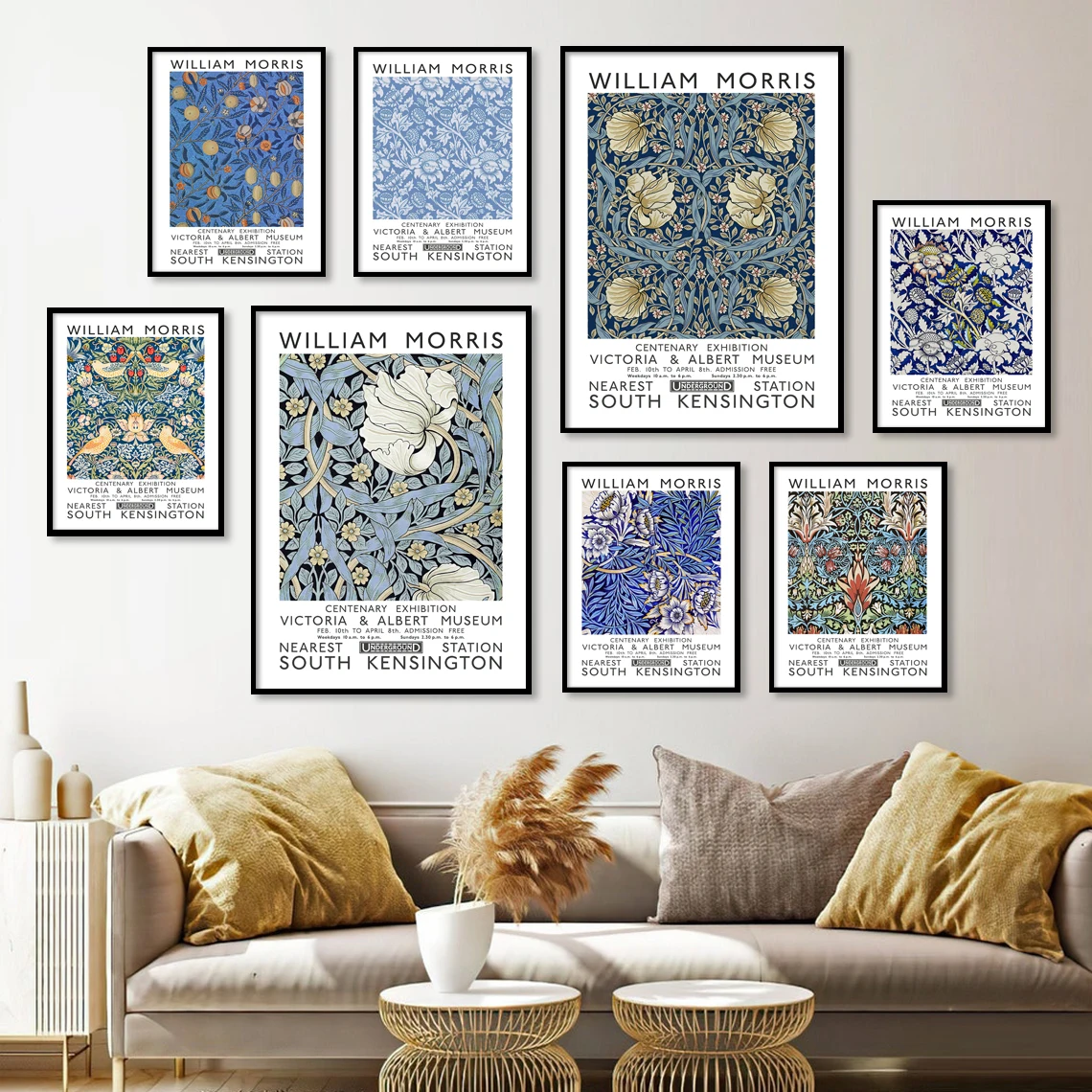 William Morris Exhibition Plant Wall Art, Nordic Aesthetic Posters and Prints, Pictures for Living Room Decor