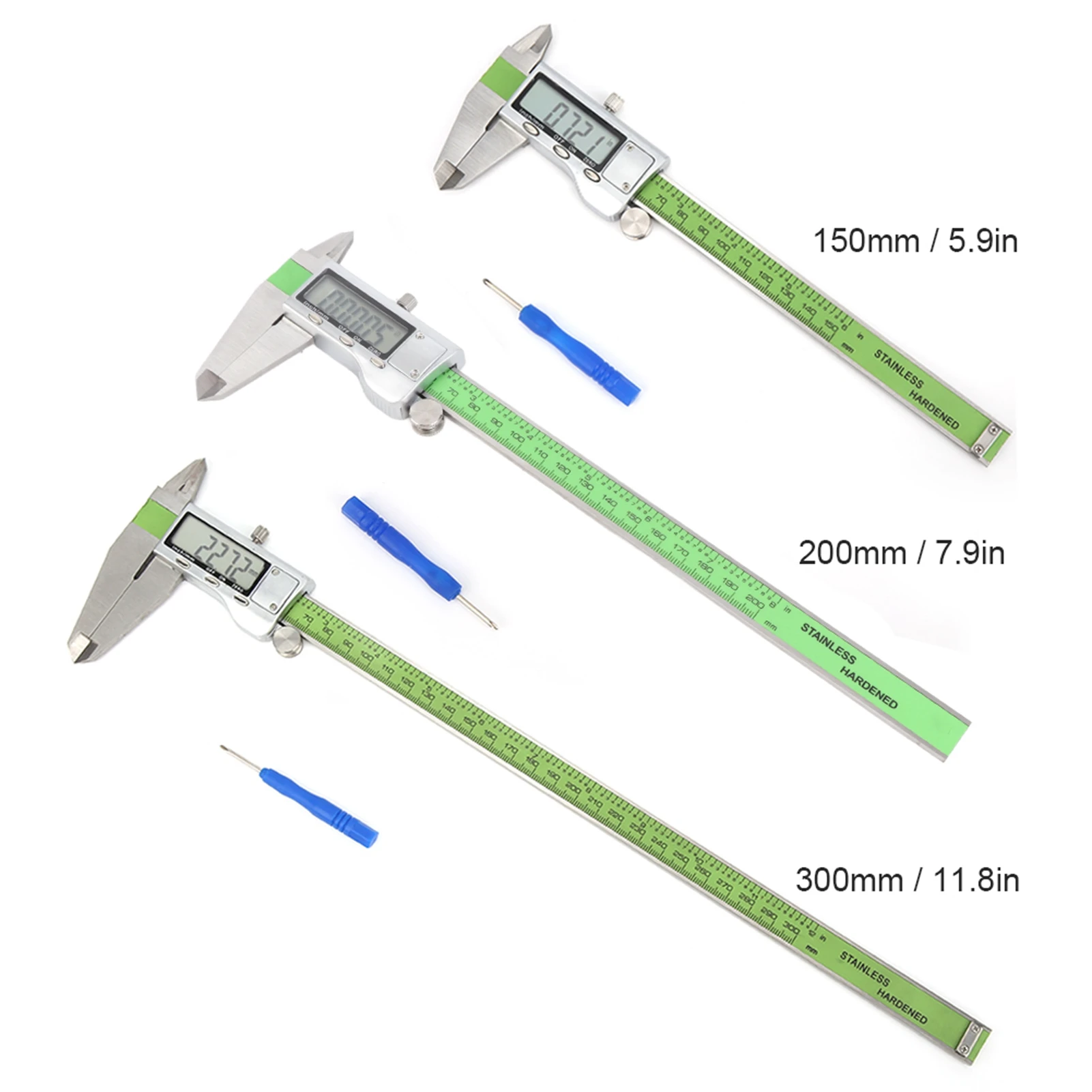 

150/200/300mm Digital Calipers, Digital Vernier Caliper Accurate Stainless Steel High Strength Electronic Ruler Gauge