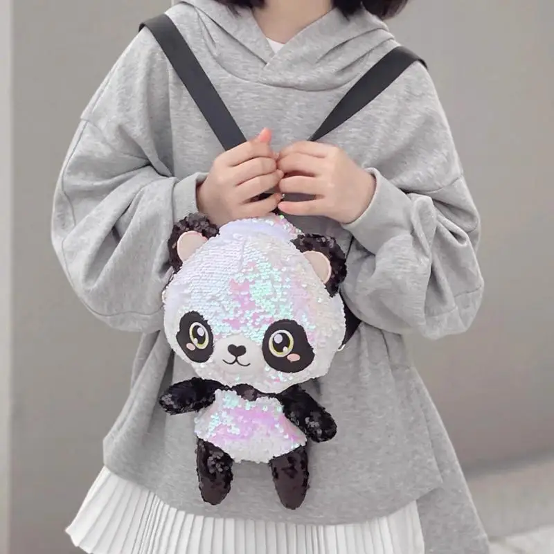 Vente chaude paillettes mignon Panda poupée diagonale sac croisé à la mode jouet poupée cadeau sac à dos cadeau d'anniversaire cadeau de noël en Stock