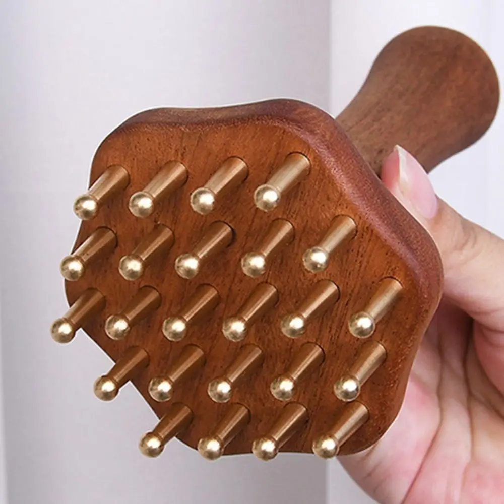 

Relief 24teeth Copper Head Massage Comb Sturdy Durable Body Massage Brush Wooden Handle Chinese SPA Gua Sha Tool