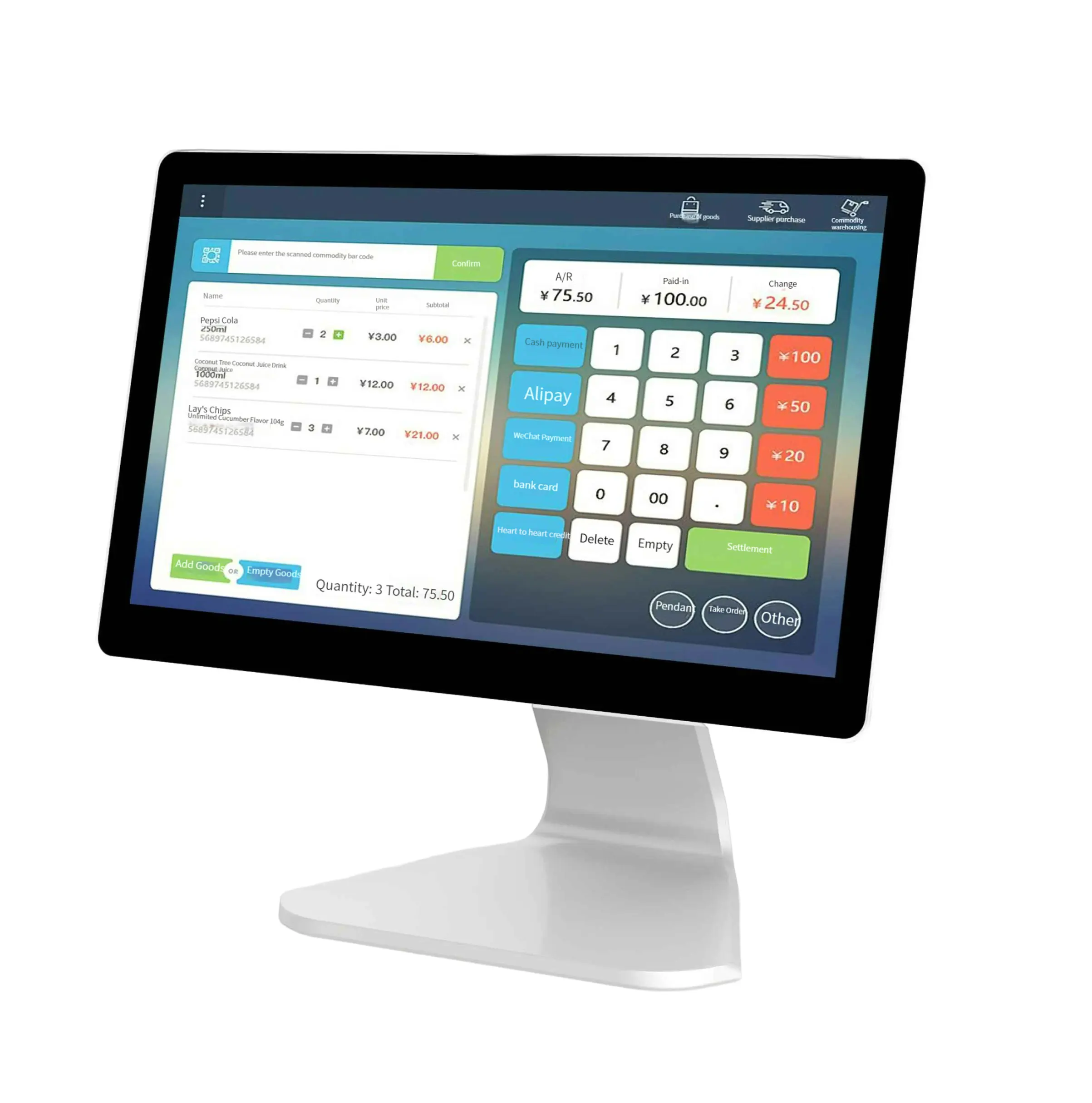 Alles-in-één 15,6-inch Windows & Android POS-terminal Machine Kassa-tablet met touchscreenprinter voor winkelsystemen