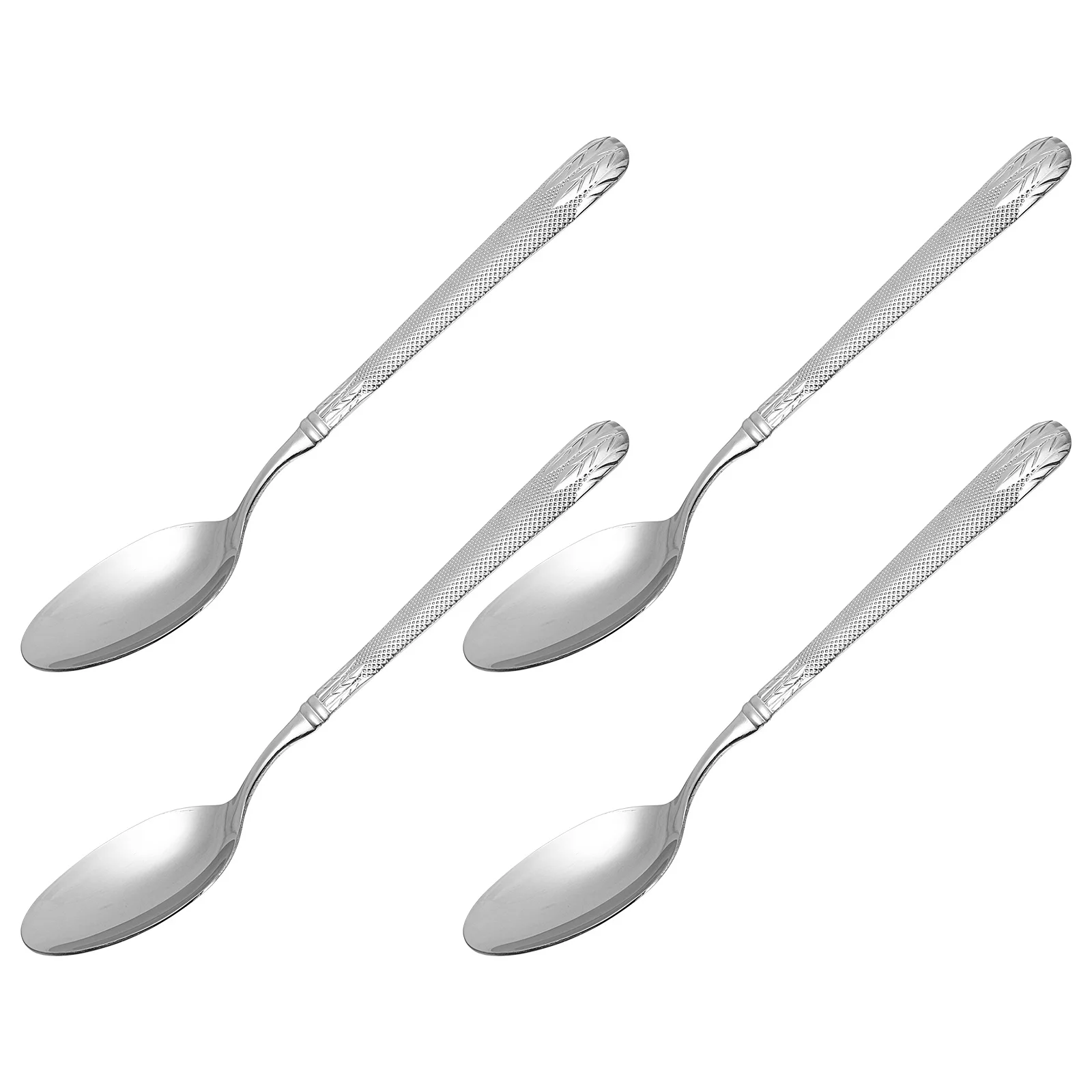 

4Pcs Stainless Steel Spoons Practical Dinner Party Serving Cutlery for Children Adults Salad Soup Dessert