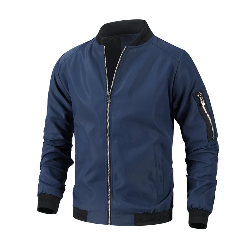 Fashionable and trendy new cross-border AliExpress spring and autumn thin men\'s baseball collar solid color jacket casual flying
