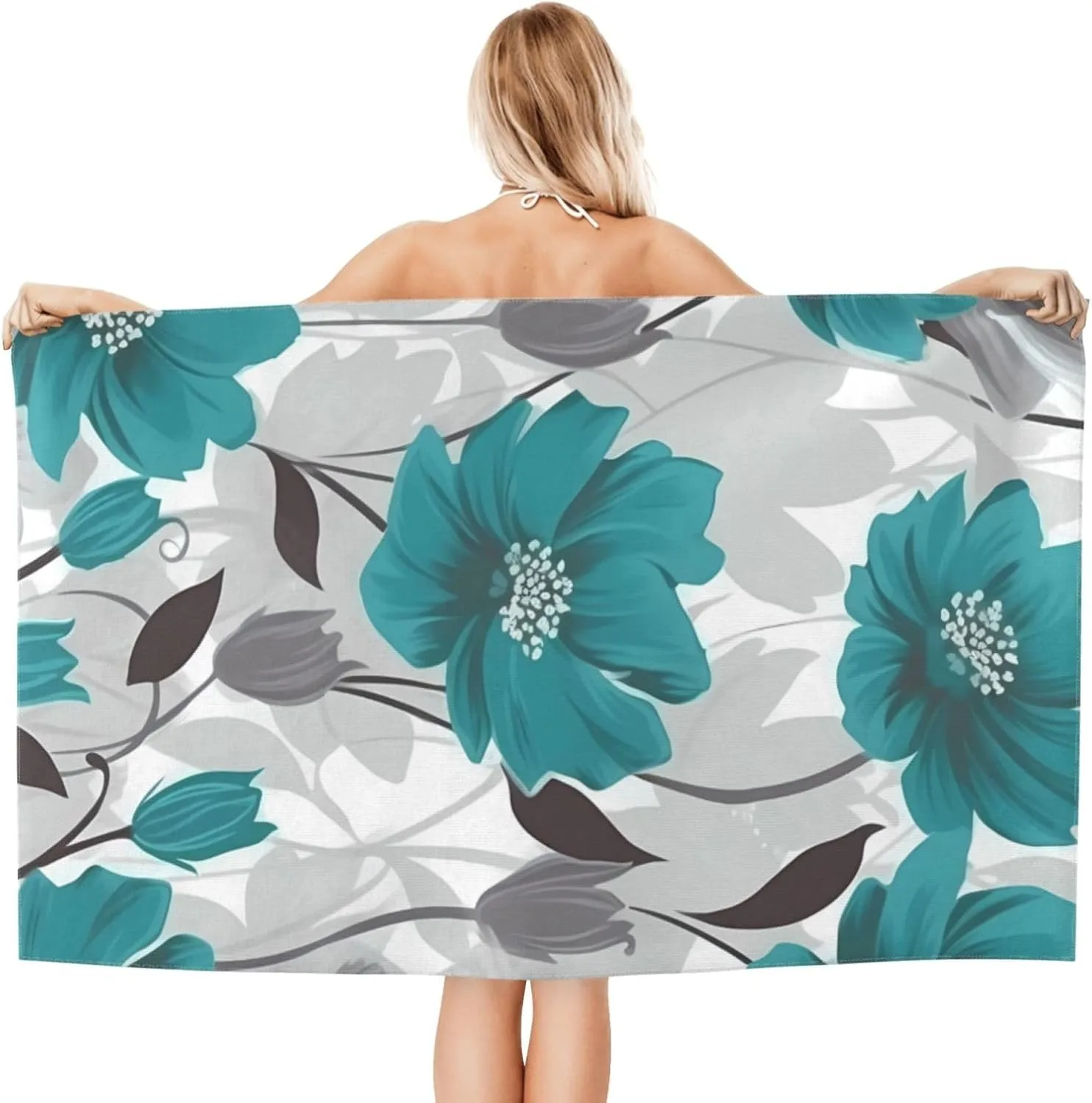 

1PC Blue flowers pattern Beach Towel for Family stuffs friends Gift Quick-Dry Sand free For Bath Yoga Beach Camping Swimming GYM
