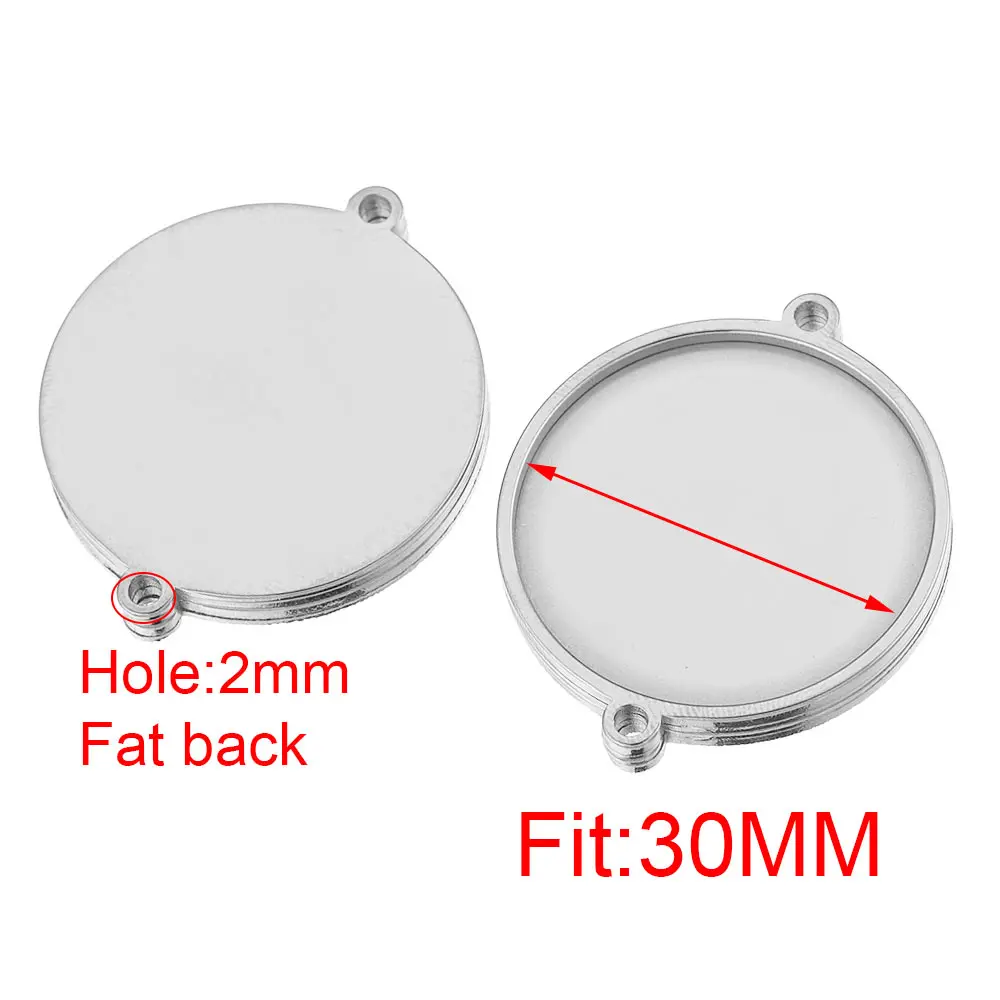 5szt Fit 20 30mm Stal nierdzewna Żywica Pusta podstawa kaboszonu Ustawienie tacy Bezels Puste dwa podwójne otwory Urok do wyrobu biżuterii — zdjęcie 5