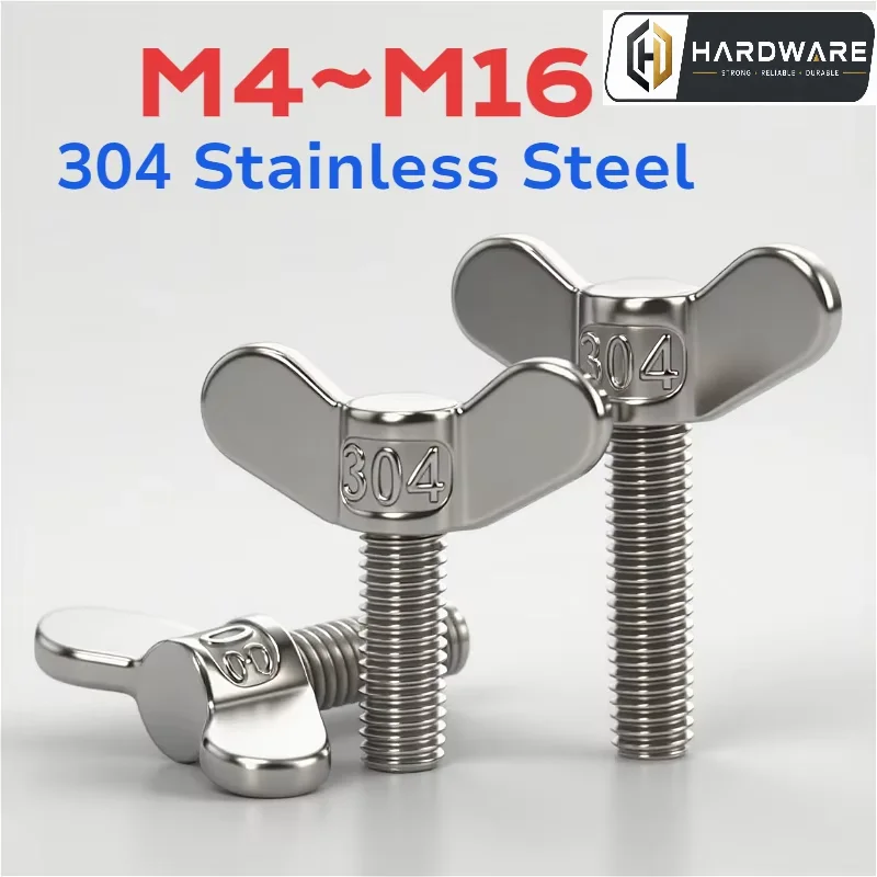 Butterfly Screw M4 M5 M6 M8 M10 M12 M14 M16 304 Stainless Steel Wing Head Thumb Screws Butterfly Sheep Horn Bolt Adjust Bolt