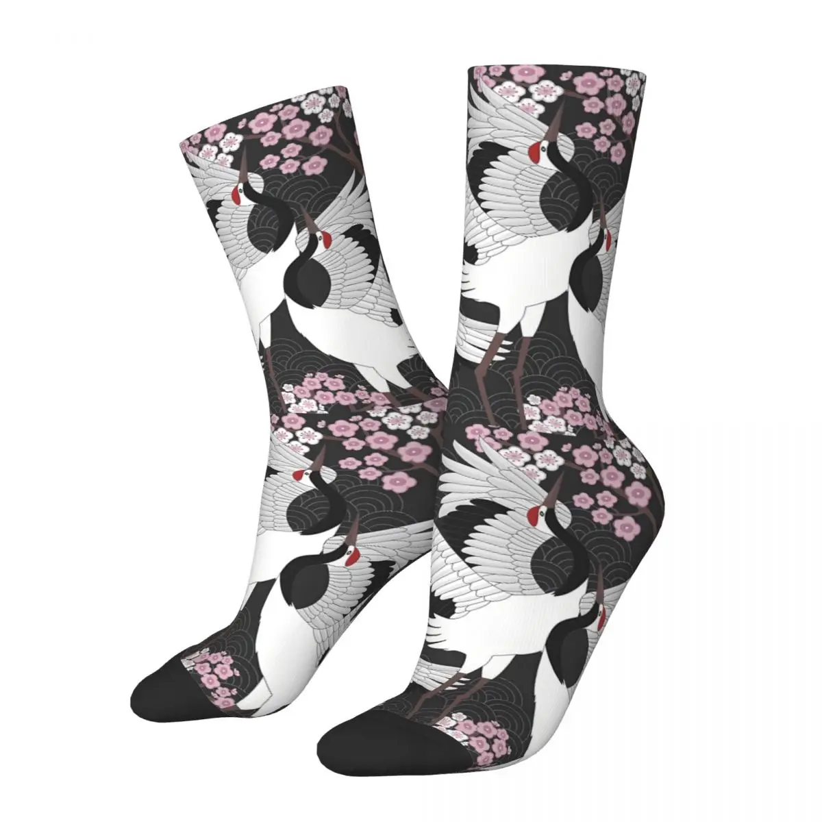 Japanese Cranes Sock Printed Man Polyester