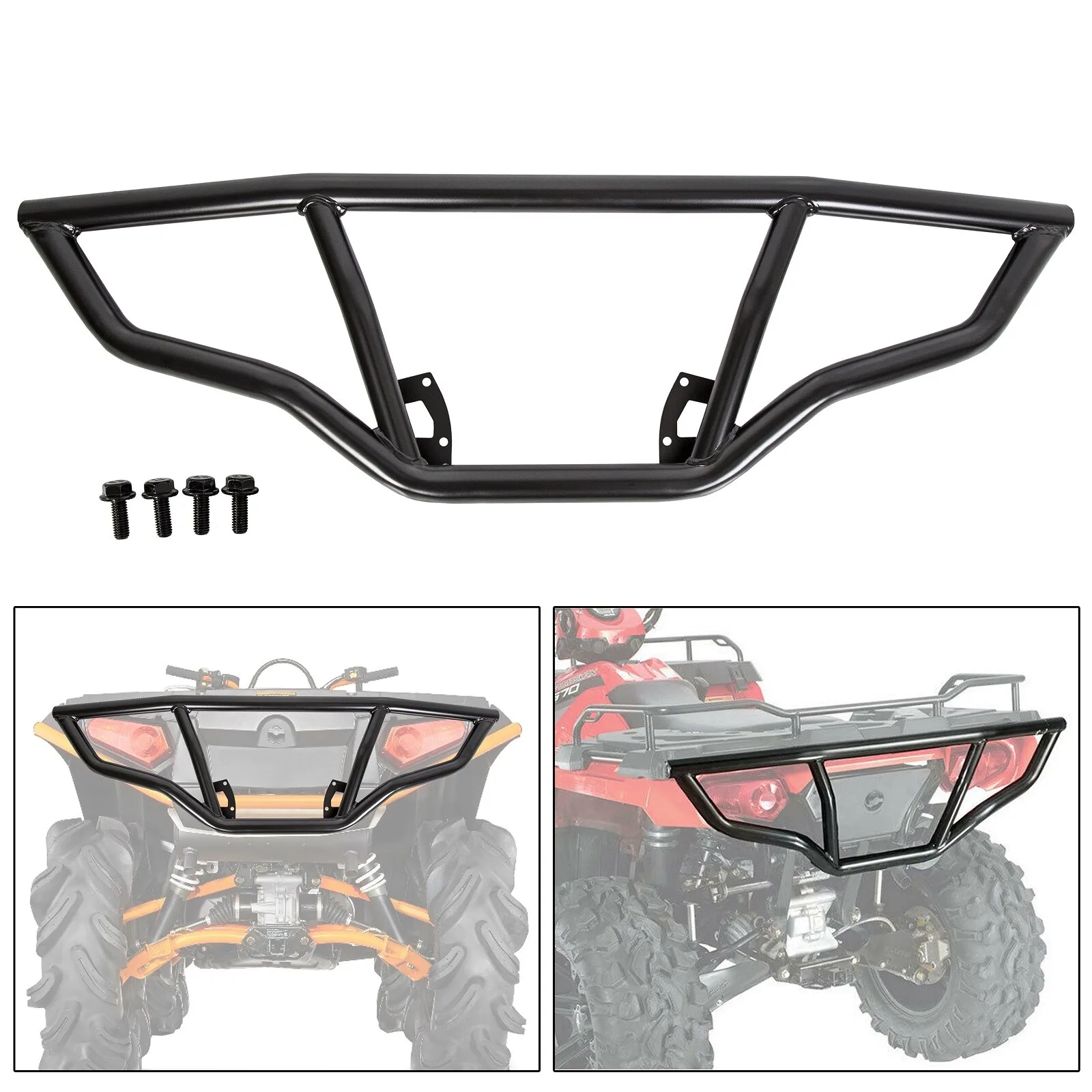 For ATV Rear Brush Guard Bumper for Polaris Sportsman 450 570 & ETX 2014-2023 view 3